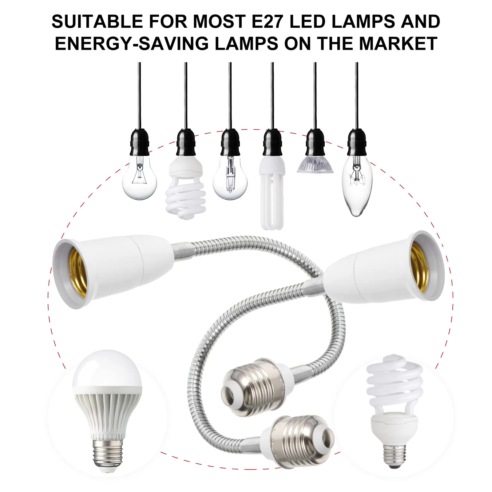 Adapter Electric Bulb Socket Extender Extension Wire Adaptor for Light Lamp Bulbs Adapters