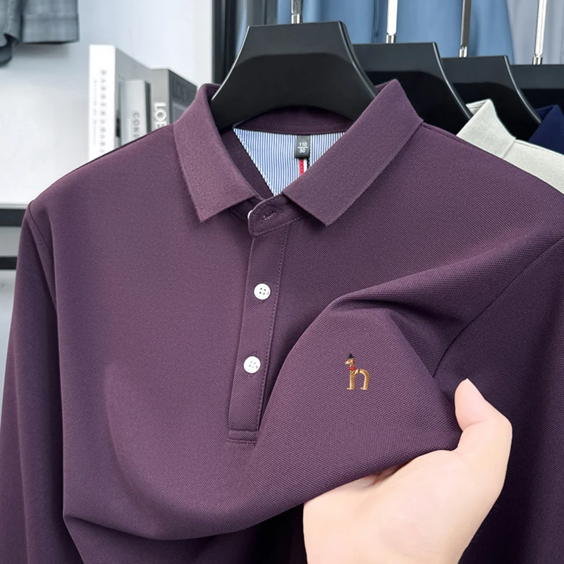 Premium Brand Quality Men's Polo Shirt Autumn Fashion Cartoon Embroid Long Sleeve Exquisite Lapel T-Shirt Business Menswear Top image 4