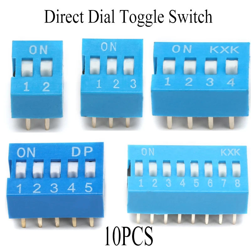 10PCS  2 3 4 5 6 8 PIN Quick Switch Blue Toggle Switch DIP Direct Dial The Code Switch