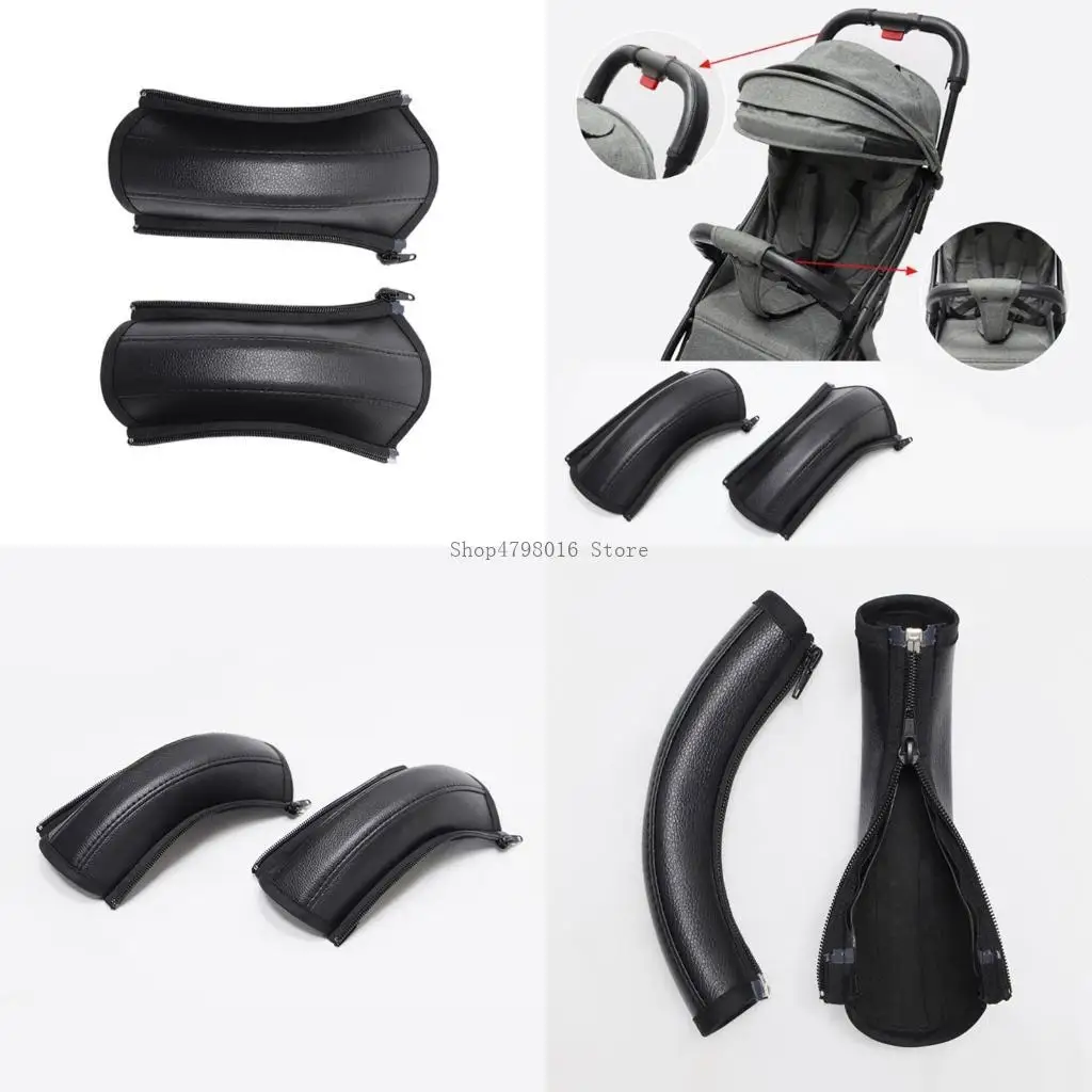 

Pram Handle Cover PU Leather Baby Strollers Handlebar Protective Sleeve Case Dustproof Protectors 22x12cm/20x12cm
