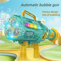 Super Electric Rocket Bubble Guns With LED Large Holes Shape Fast Machine Gun Launcher Bubbles Blower Soap Outdoor Toys For Kids