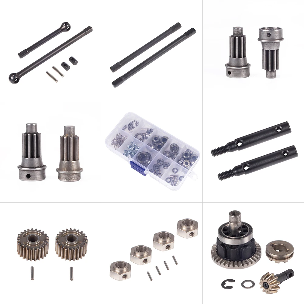 TRX4 Hardened Steel Front Rear Axle Drive Shaft Differential Gear Kit Bearing Suite 12mm Adapter for 1/10 Rc Car TRX-4