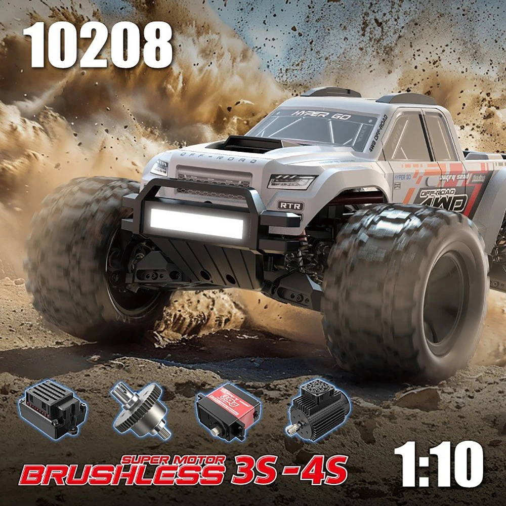 Camion per veicoli brushless Hyper Go 10208 V2, fornito con batteria Lipo 3S 5200mAh, ESC 100A, programmazione APP, auto MJX 1/10 RC