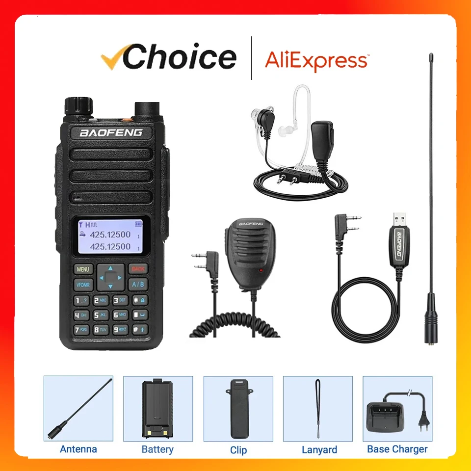 Baofeng tienda oficial DR-1801 Walkie Talkie Digital/analógico DMR de doble banda de largo alcance nivel II Radio mejorada con ranura de doble