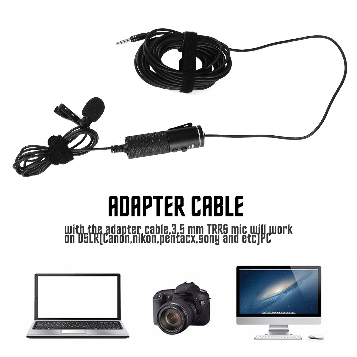 

Mini Microphone Lavalier for Smart 3.5mm Jack Wireless Wired Clip-on Condenser Black Recording