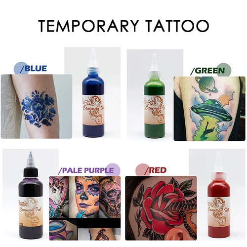 Imagen 2 del producto Tinta de tatuaje GINZO de 8 colores para arte corporal, aerógrafo temporal, pigmento de maquillaje semipermanente, suministros de tatuaje