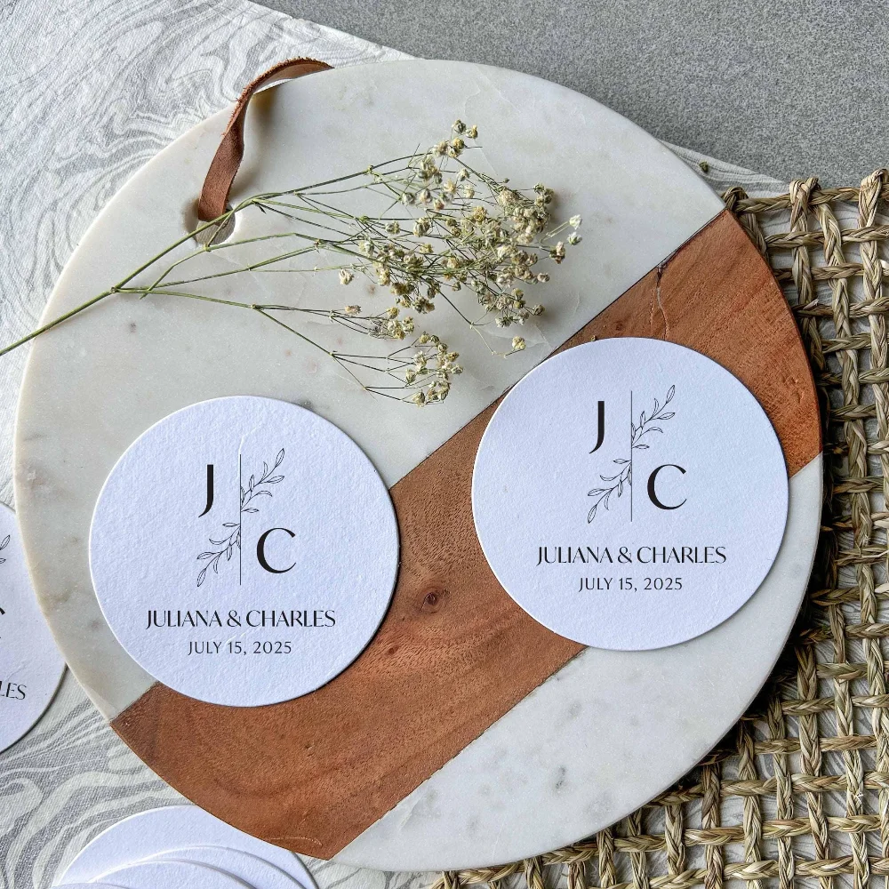 Personalized Wedding Coasters Monogram Coasters Custom Design Wedding Table Decor Paper Coasters Table Toppers Party Decor