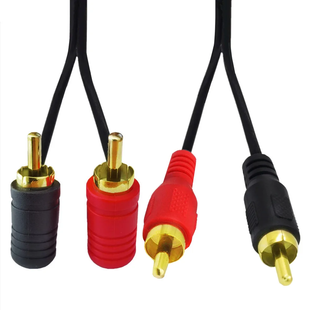 Kabel 90 stopni 2RCA, kabel 2-męski do 2-męski RCA Audio Stereo Subwoofer kabel przewód Audio 1m