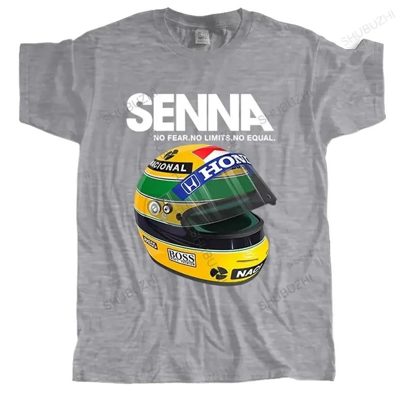 Man Summer Cotton T-shirt Ayrton Senna Helmet Tee Tops Clothing 1 Race Car Man Crew Neck Short Sleeve T Shirt Popular Big Size