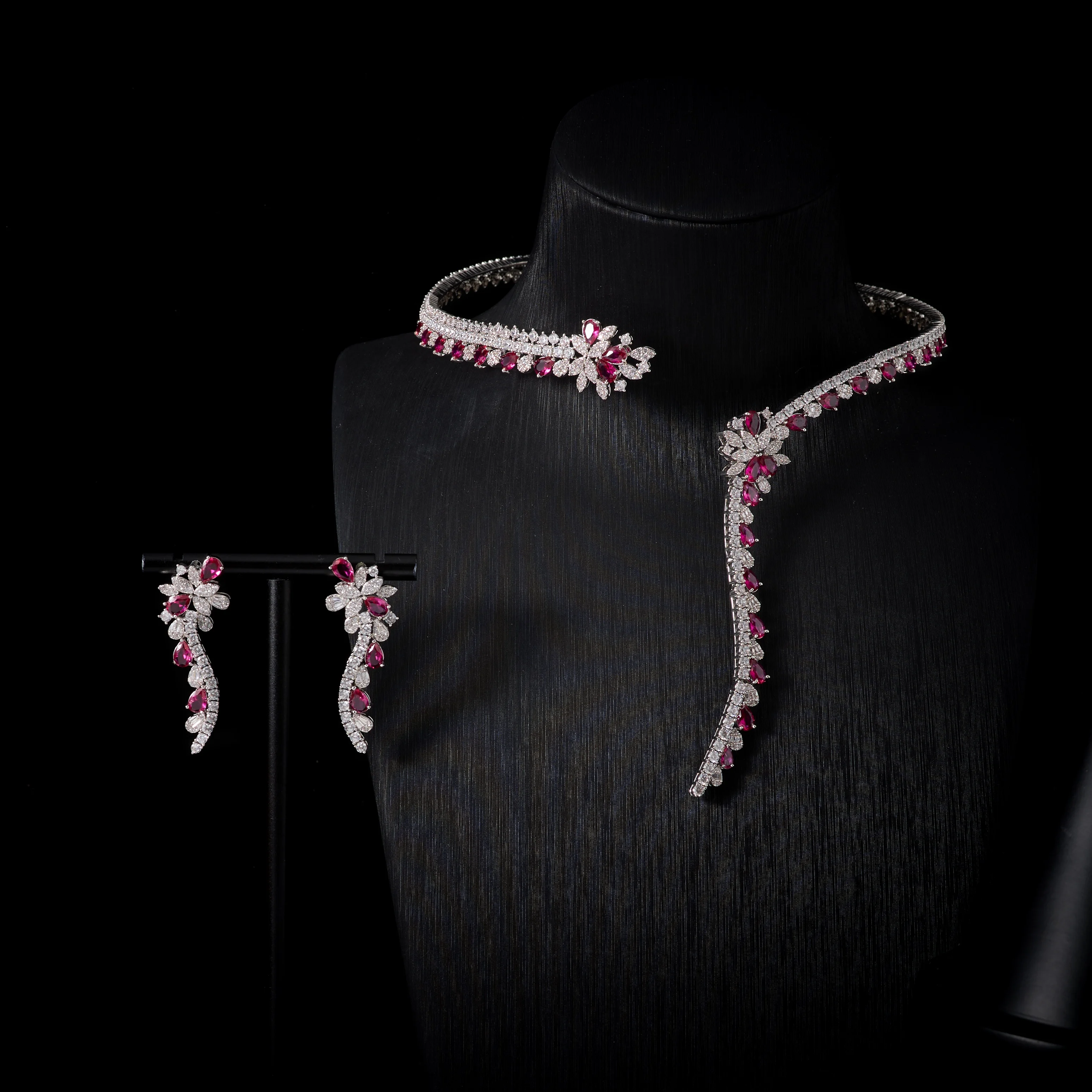 IN JEWELIFE Cuff Necklace Set for Women Bridal Wedding Party Cubic Zirconia Jewelry Sets For Wedding Party Dress Suits Jewelry