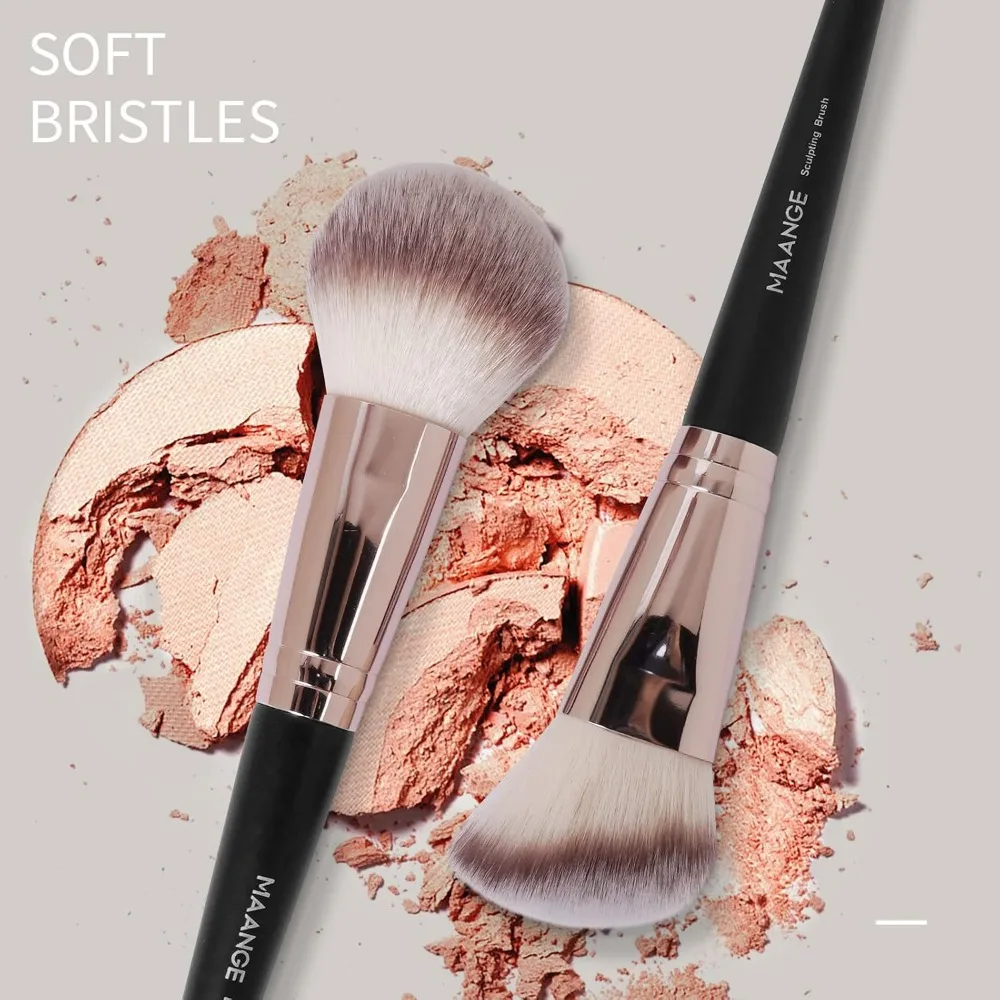 Make-upborstels met etui, 18-delige professionele make-upborstelset Premium synthetische gezichts-Kabuki-borstelset Foundation Blush Powder