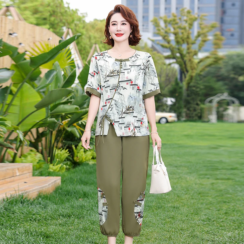 

2 Piece Sets Women Cotton Linen Shirts And Pants New Summer Vintage Style Loose Comfortable Female Casual Suits