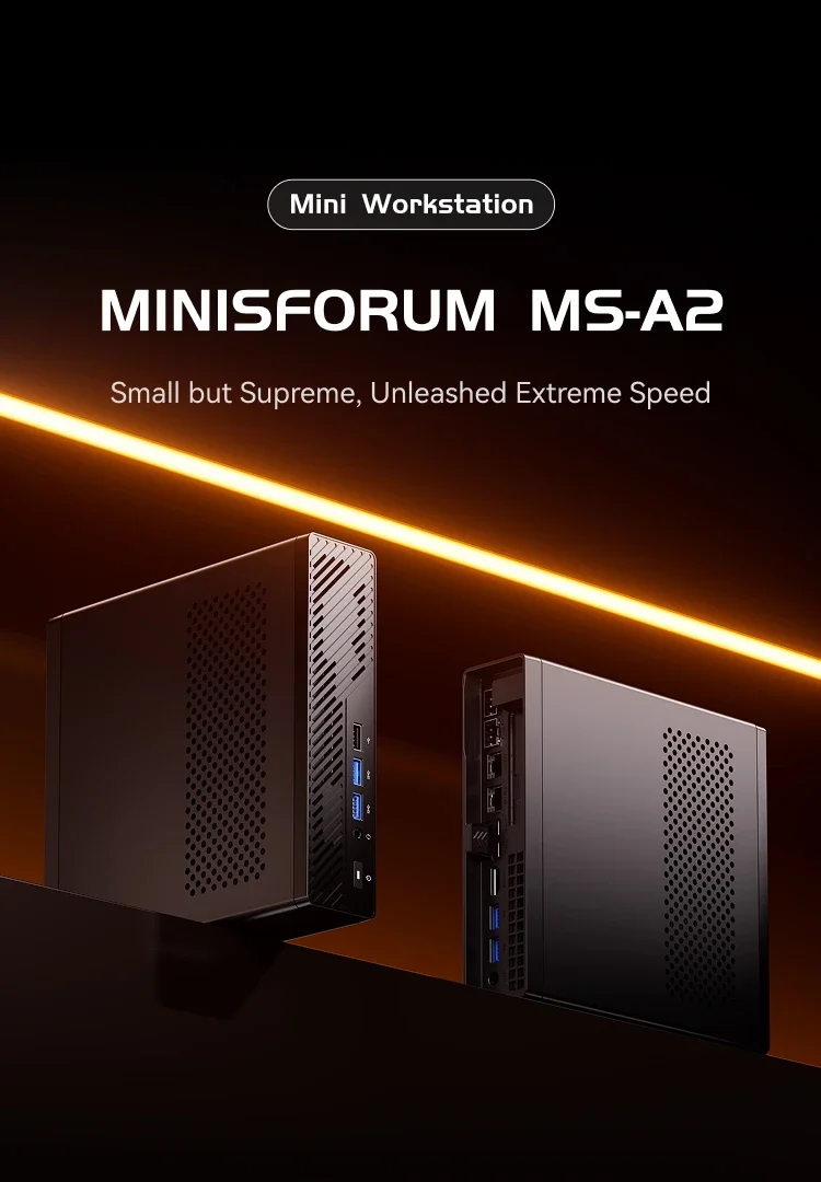 كمبيوتر صغير MINISFORUM MS-A2 AMD R7 7945HX R9 9955HX DDR5 16GB RAM 1TB NVMe SSD M.2 2280 PCIe 16 Wifi 6E 4K HD BT5.2 USB-C*2 كمبيوتر صغير #1