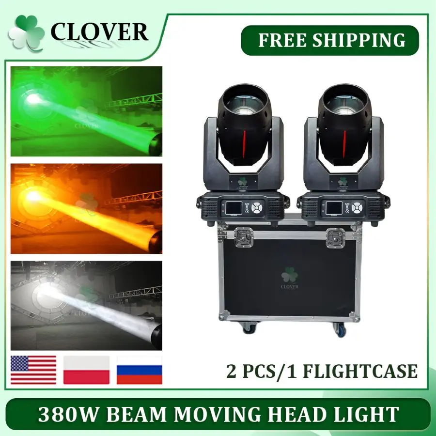 Sharpy Beam Moving Head Light com Flight Case, feixe de iluminação LED, Spot Wash, luzes do palco para DJ, Disco, KTV, 380W, 2pcs