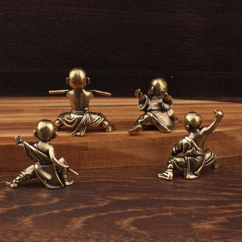 Brass Sports Kung Fu Monk Chinese Aesthetics Creative Crafts Brass Ornament Kung Fu Monk Ornament
