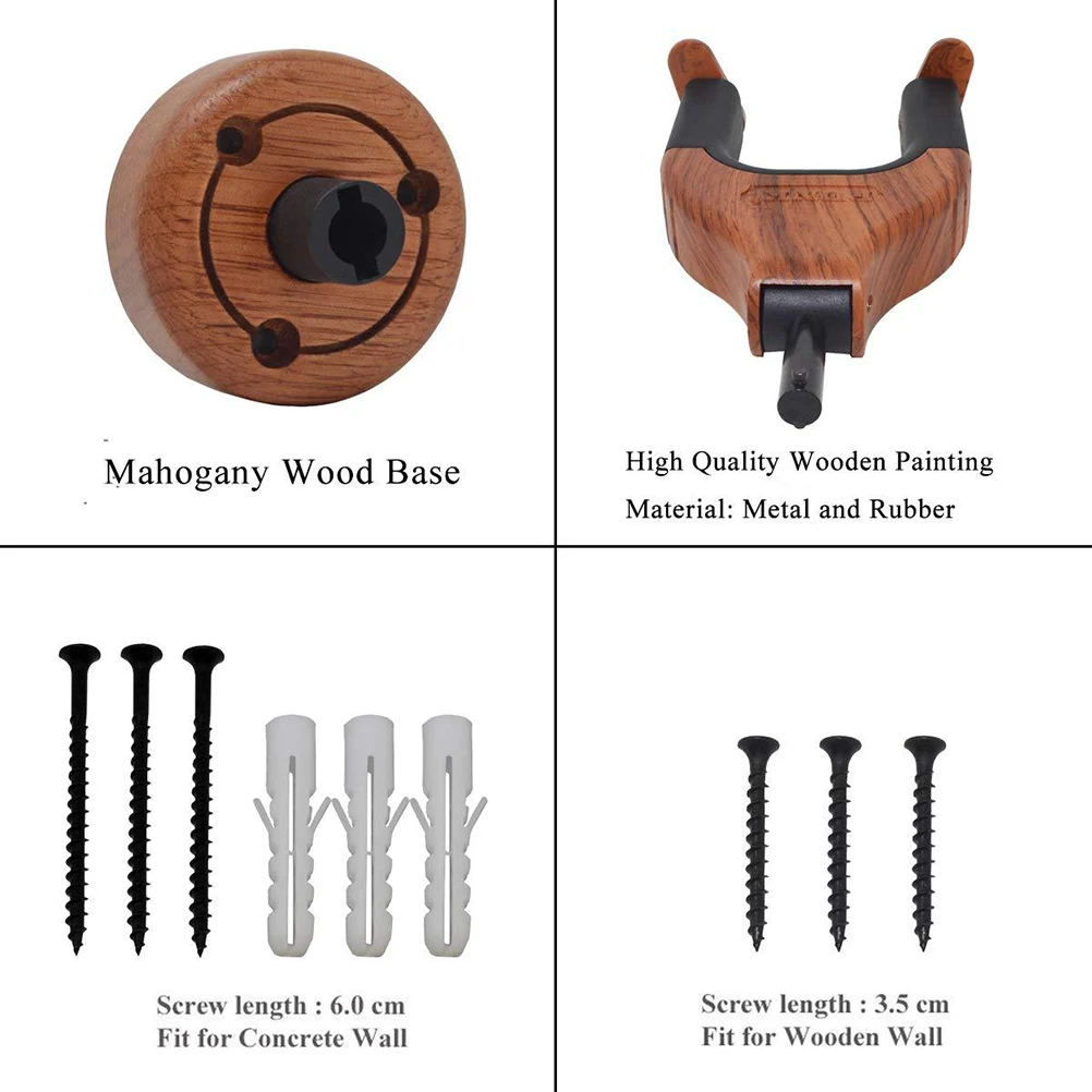 

2pcs Solid Wood Hook Detachable Guitar Hanger for Wall Mount Slats Bamboo Wood Guitar Hangers Instruments Neck Comfort Deep