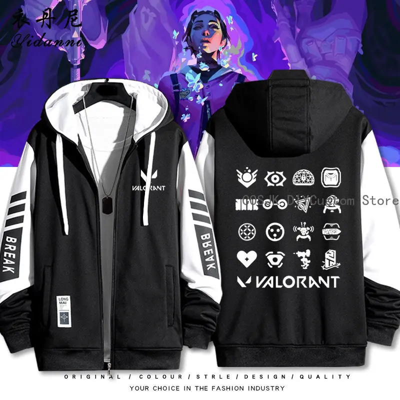 

Game Joon-Hee VALORANT Jackets Autumn Winter Boys Girls Fashion Hooded Hoodie Zipper Sweatshirt Outwear Cosplay Coat Tops