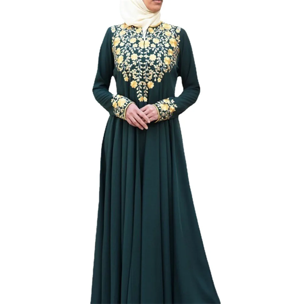 Muslim Dress Women Casual Muslim Simple National Style Print Fashion Robe Long Dress Women Abaya India Turkey Muslim Abaya Dress