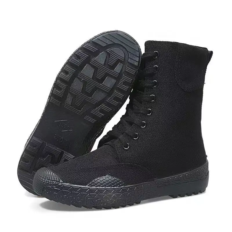 36-46 Mens Boots Spring Autumn Male Canvas Botas Lace-Up Shoes High Top Booties Solid Color Zapatos Ankle Motorcycle Footwear Y3