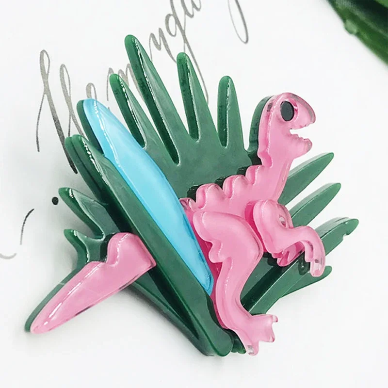 Blucome Cartoon Dinosaur Brooch Acrylic Creative Velociraptor Dinosaur Pin for Bag Suit New Year Gift