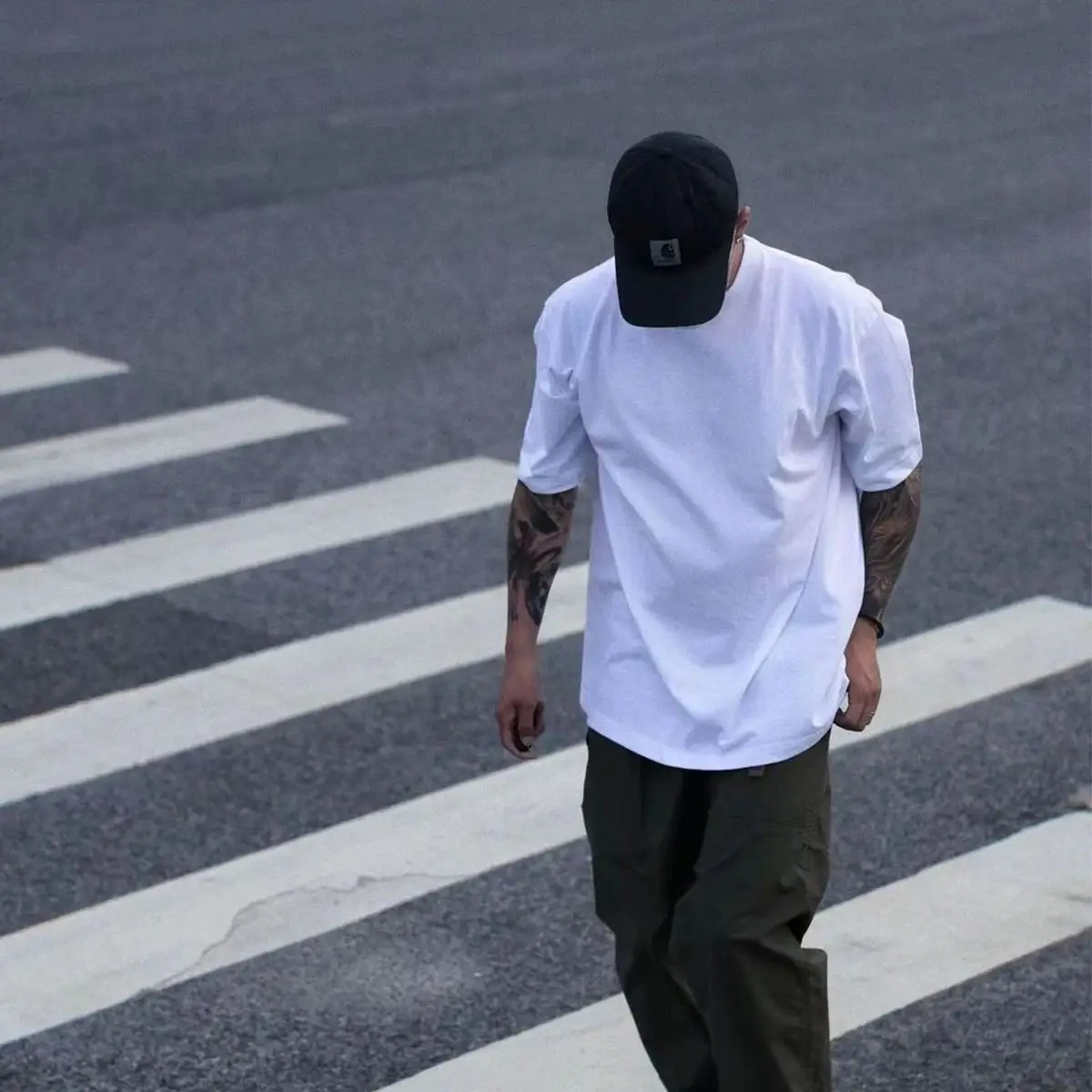 ExtFine 210GSM 100% Cotton T-shirts For Men 2024 Oversized Basic T Shirt Drop-Shoulder Tshirt Streetwear Tops Tee K2Y
