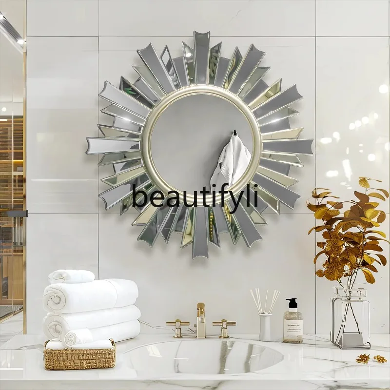 

European background wall decorative mirror dining room fireplace wall hanging art living room entrance creative mirror