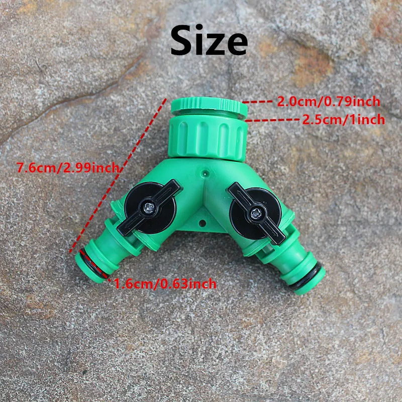 Garden Water Splitter Y Connector 2-Way Valve with Switch - Quick Plastic Adapter for Faucet Irrigation Flower Landscaping