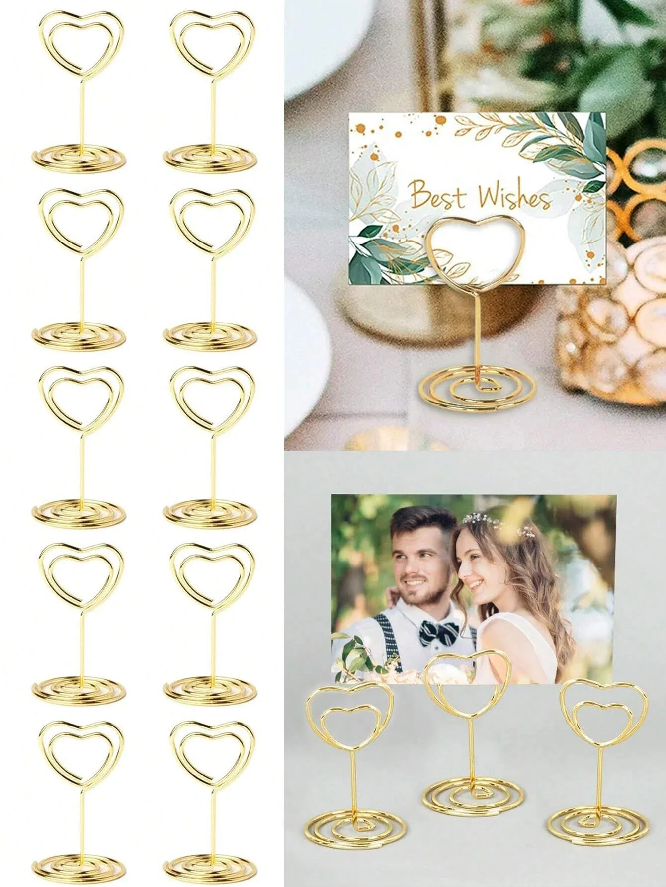 Mini tarjetero para mesa de boda, tarjeteros de mesa para fiesta, letrero de mesa en forma de corazón, soporte para fotos, 10-50 Uds.