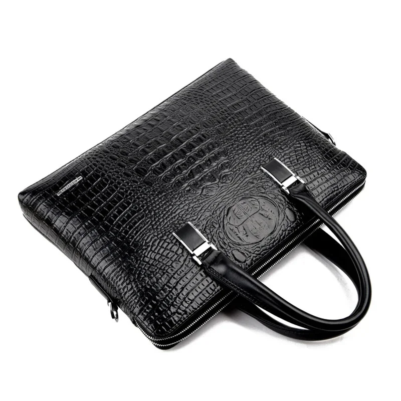 Alligator Briefcase Bag for Man PU Leather Crocodile Tote Handbag Laptop 14 Male Shoulder Business Messenger Crossbody Side