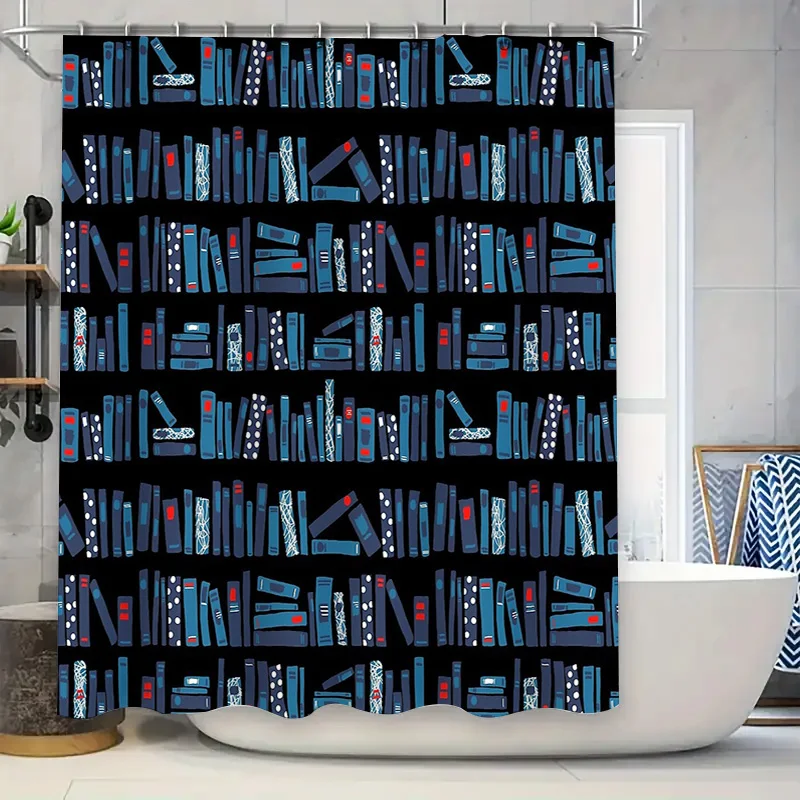 

Vintage Book Stack Shower Curtain Waterproof Library Aesthetic Decor Bathroom Set Home Decor Patterned Fabric