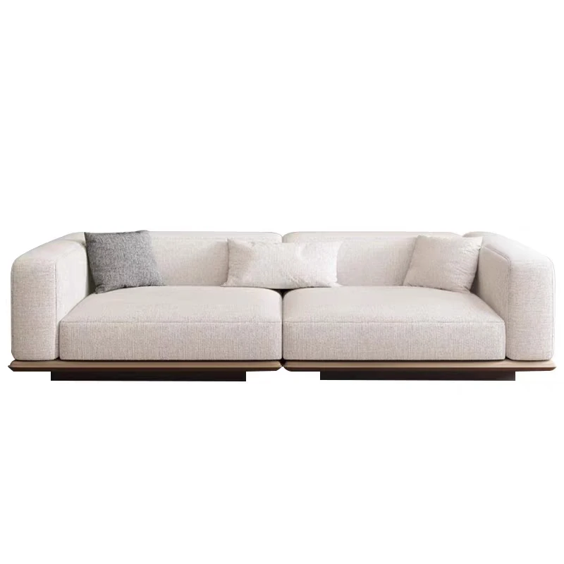 Modernes Wohnzimmer-Sofa in Weiß, Luxuriöses Massivholz-Stoffsofa, Minimalistisches Modulares Sektionalsofa-Set für Hotel- und Villenmöbel
