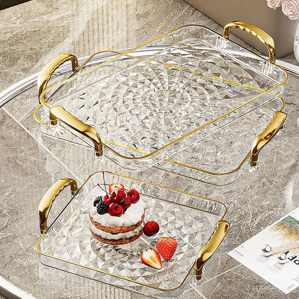 Edge Tray Serving Tray with Handles Fruit Dessert Platter Stackable Kitchen Organizer Decorative Storage Tray Kitchen