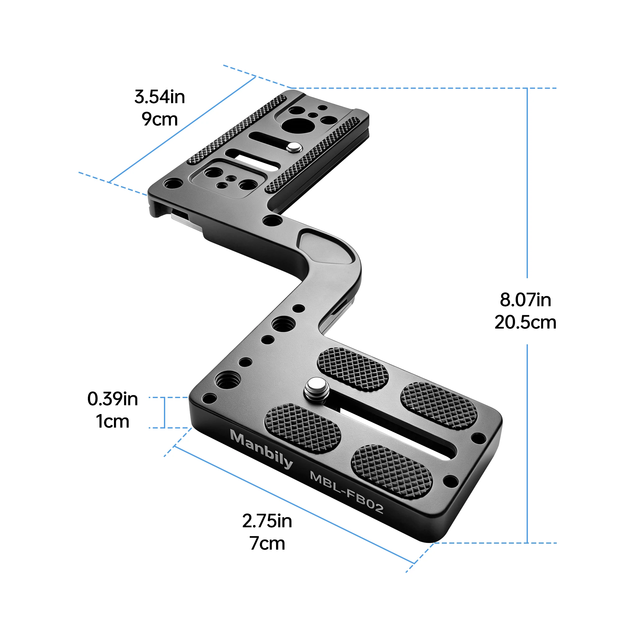 Manbily MBL-FB02 Blitzhalterung mit Arca- und 1/4-Zoll-Schraubanschluss, Schnellwechselplatte für Canon-, Nikon- und Fujifilm XT4-Kameras sowie Zubehör. – Detail 3