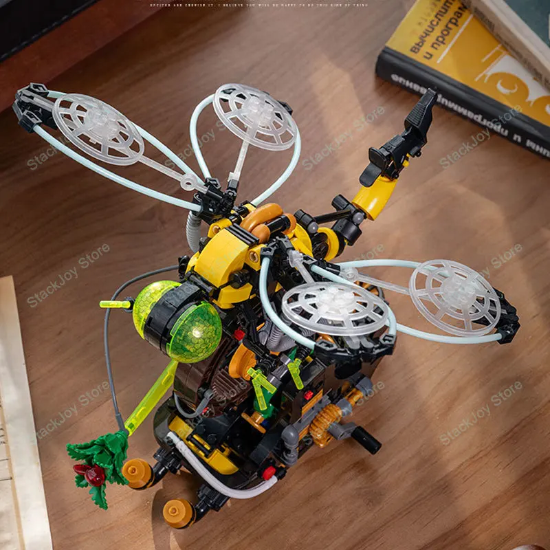 JD032 499PCS 펑크 잠자리 기계식 곤충 조립 키트 스팀펑크 스타일 조립 블록 모델 어린이용 수집품 선물