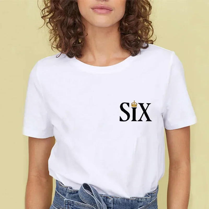 Six The Musical T Shirt Letter Black Tshirt Kawaii Music T-shirt Graphic Tops Tees Female Unisex Graphic T Shirts Women