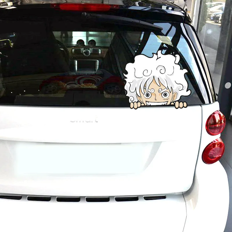 New One Piece Luffy Sun God Car Sticker Game Cartoon Anime Peeking Glass Reflective Sticker For Car Window Laptop Hydroflask