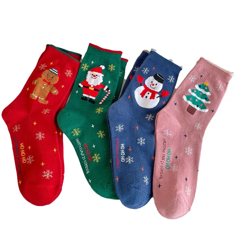 

New Style Fashion Christmas Stockings Winter Cute Creative Cartoon Warm New Year Woman Socks Wholesale