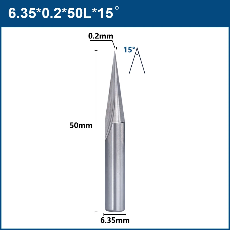 Milling Cutter 1/4 Shank 2 Flute Straight V Bit 15 20D CNC Engraving Bit for Hard Wood Milling Tool Wood Router Bit