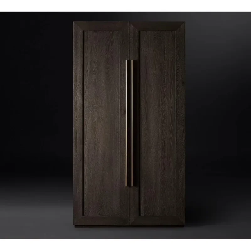 

RH/American Simple Solid Wood Wardrobe Bedroom Storage Cabinet French Locker Living Room Bookcase Display Cabinet Glass Door