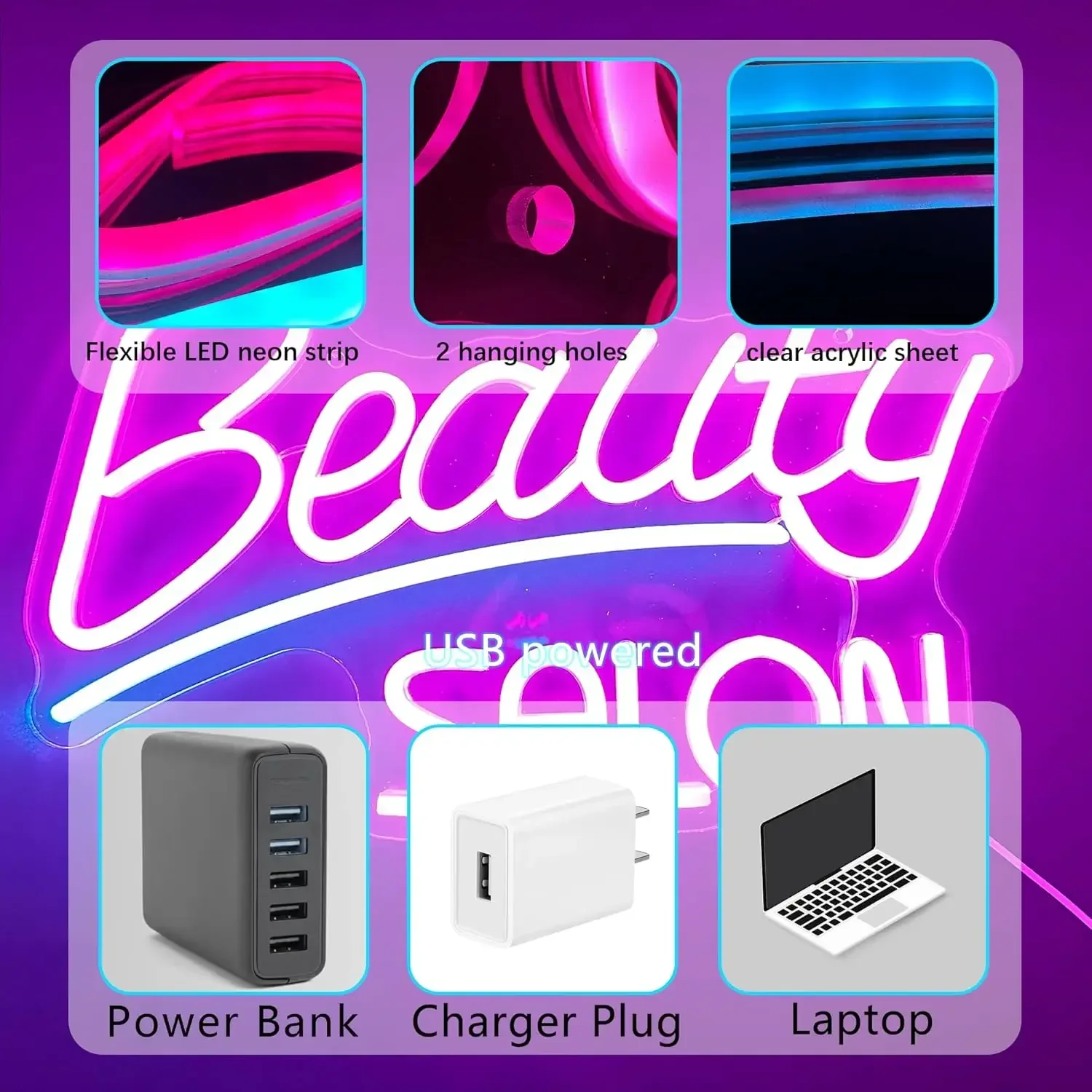 Beauty Salon Neon Signs  LED Neon Light Signs USB,for Wall Decor,Art eauty Room Make Up Lashes Nail Decor