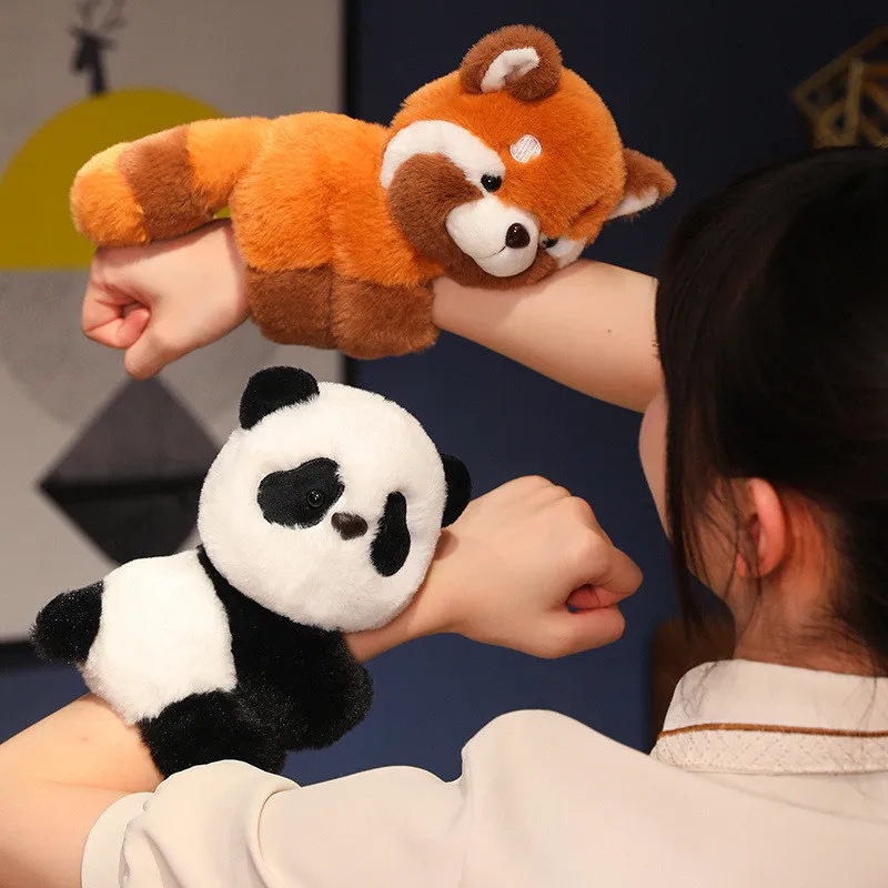 Lovely Animal Slap Snap Wrap Wristband Bracelet Bunny Panda Tiger Raccoon Plush Hand Ring Wristband Kids Toys Elegant Gift