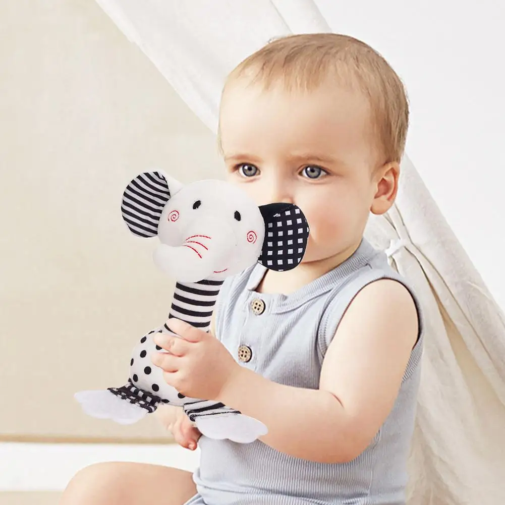 Baby Black And White Rattle Toys Elephant Teether Comfort Toys Early Childhood Education Comfort Toys For Kids