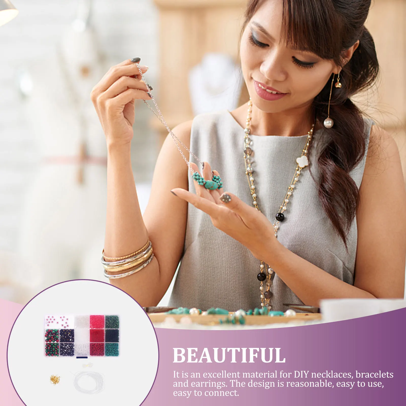 

1 set 1 Set Christmas Bead Jewelry Making Kit Diy Bracelet Necklace Earrings Craft Beads Accessories Christmas Diy Beads Jewelry