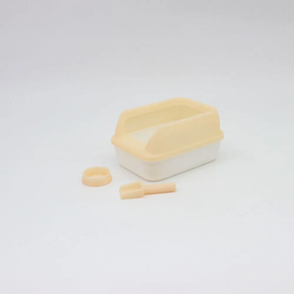 3Pcs/set Cute 1:12 Dollhouse Cat Litter Box Miniature Mini Home Decoration Model Shovel Pet Supplies