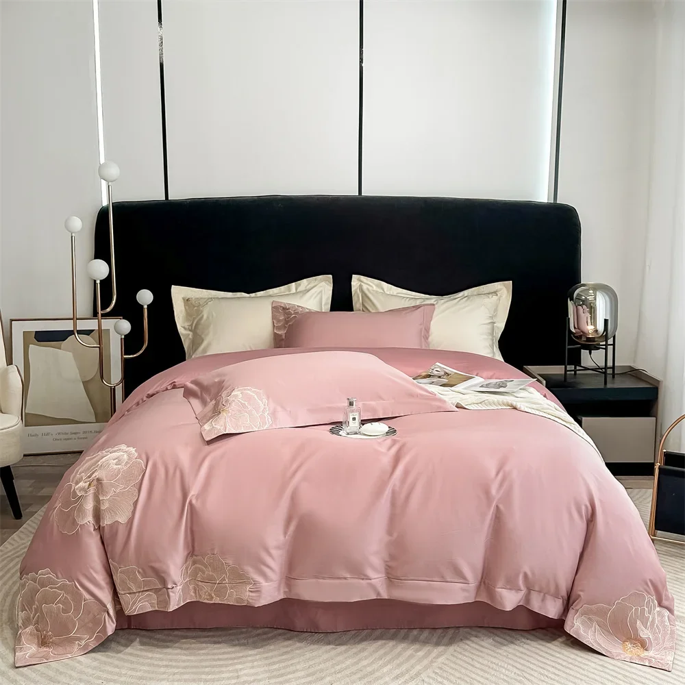 

Svetanya solid Embroidery Cotton Bedlinens Queen King Duvet Cover Pillowcase Sheet Bedding Set