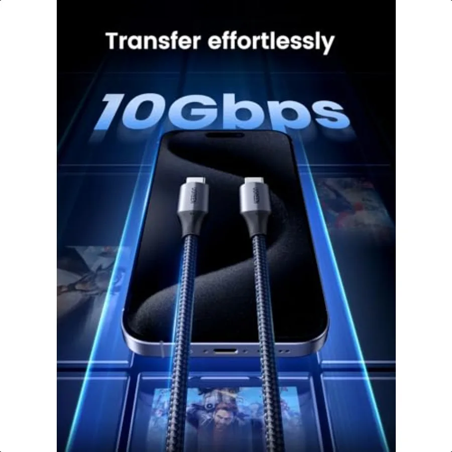 USB C to USB C 3.2 Gen 2 Cable 4K Video Monitor Display USB C Cable 10Gbps Data Transfer 240W PD Fast Charging for iPhone 17 16