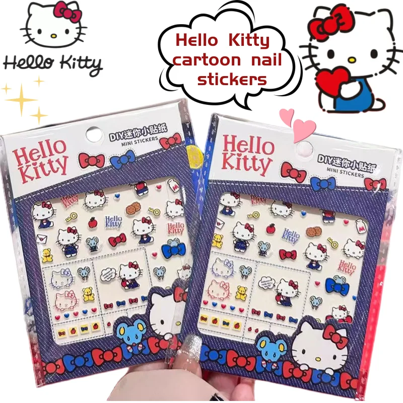 Hello Kitty lindo creativo kawaii pegatinas de uñas regalo de vacaciones personalidad anime que rodea pegatinas de decoración de dibujos animados al por mayor