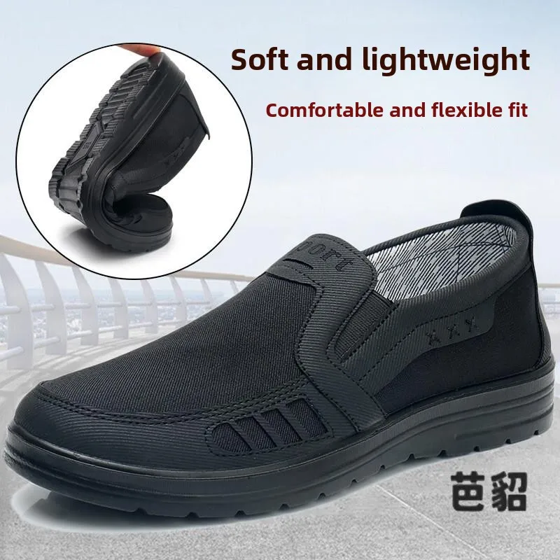 Old Beijing Men's Cloth Shoes Casual Black Work Shoes Soft Bottom Anti-Slip Summer New Large Size Middle-Aged And Elderly Dad...