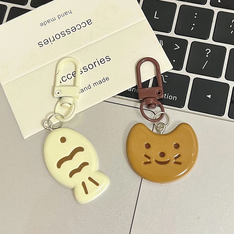 Lovely Cartoon Little Cat Keychain Cute Creative Fish Keyring Bag Pendant Backpack Hanging Decoration Couple Gifts