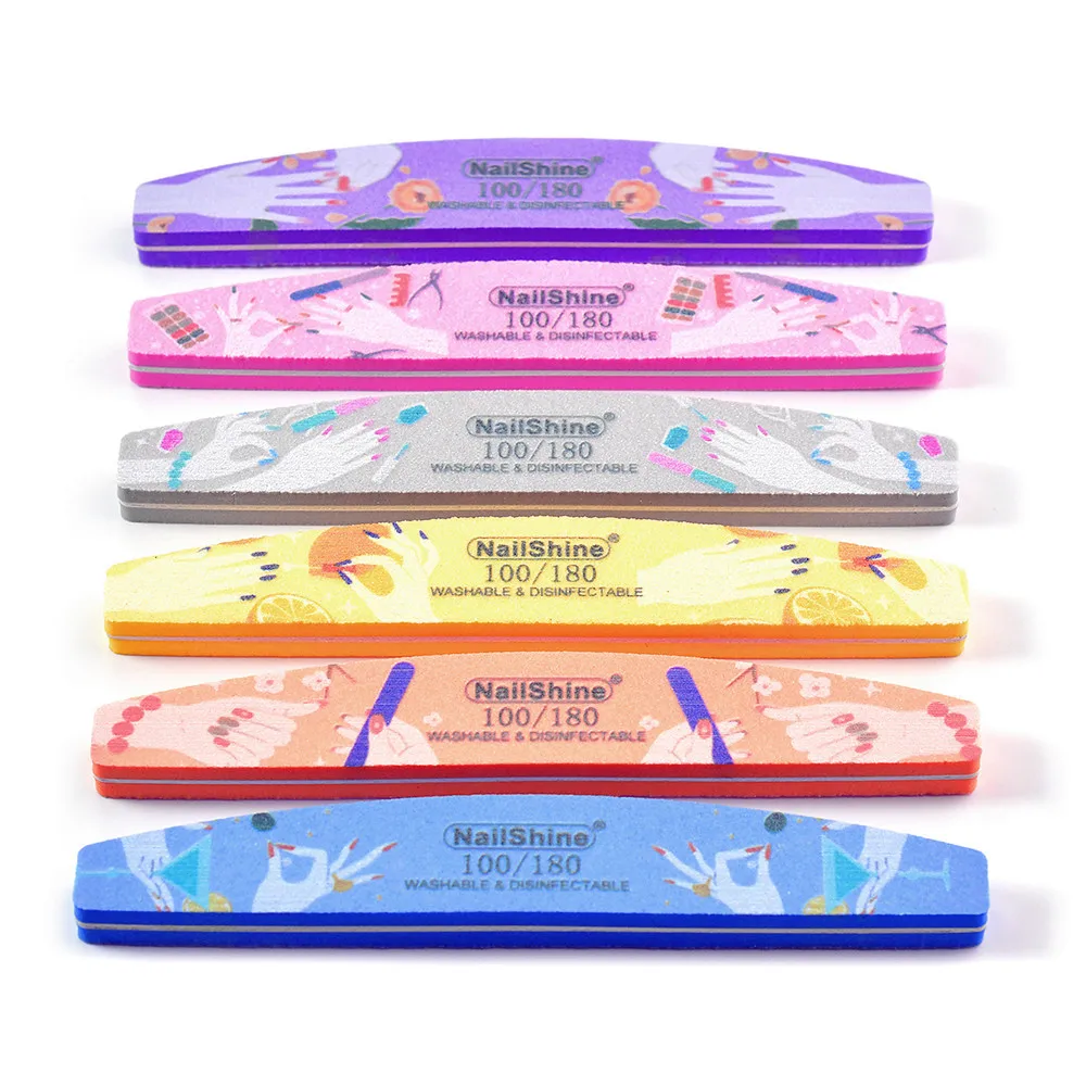 10 Stück Halbmond Schwamm Nagel feilen spezielles Design Professional Nagel puffer Datei Schleifen Polieren Maniküre Puffer Block